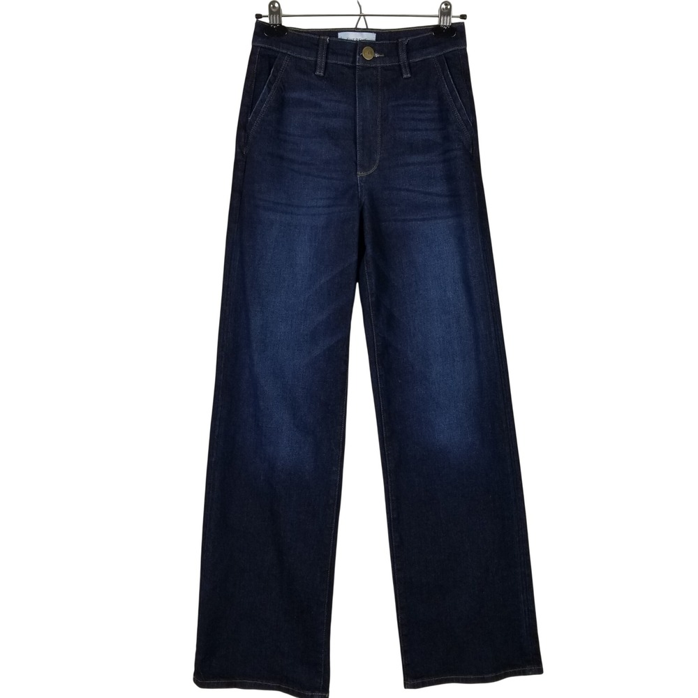 Evereve The Ever Trouser Jeans Womens 25 Dark Wash High Rise Wide Leg Denim 3